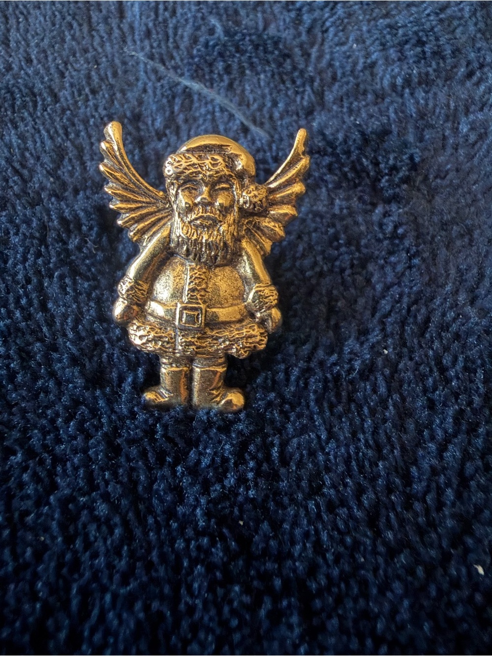 Gold tone Angel Santa Claus Gnome Pin - Decorative Metal Brooch